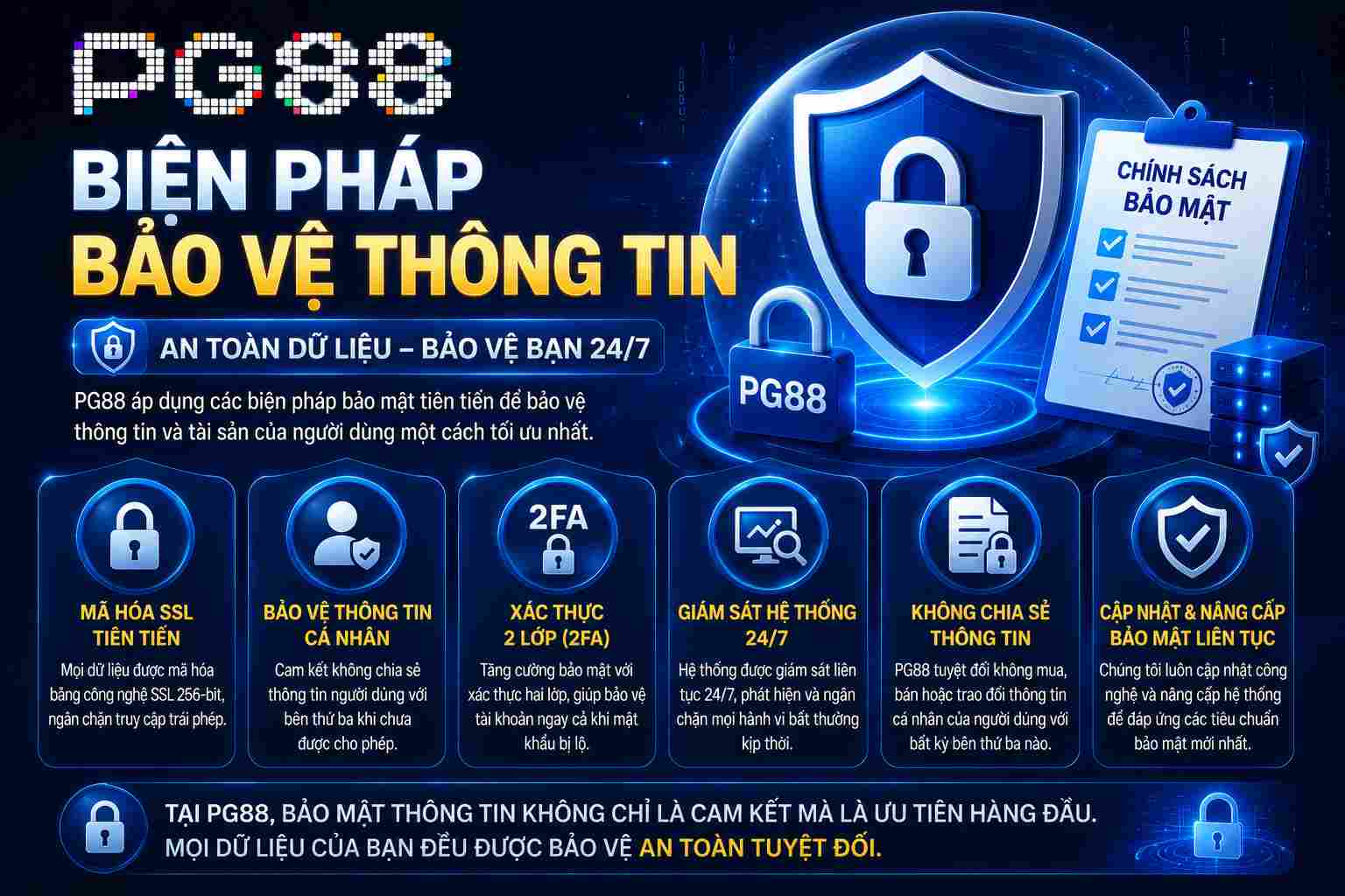 Biện pháp bảo vệ thông tin tại chính sách bảo mật PG88